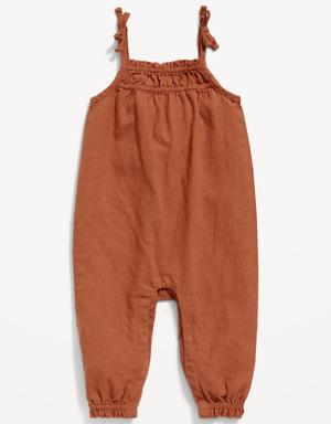 Sleeveless Tie-Knot Linen-Blend Jumpsuit for Baby brown