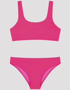 Pink Teen Cute Halter Bikini Set