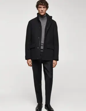 Short wool coat with pockets