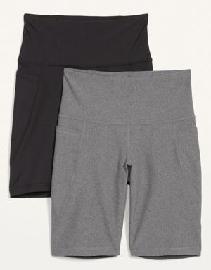 High-Waisted PowerSoft Biker Shorts 2-Pack for Women -- 8-inch inseam gray