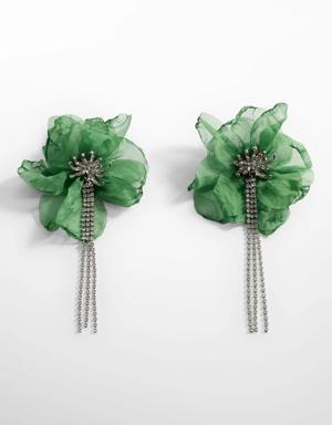 Floral rhinestone earrings