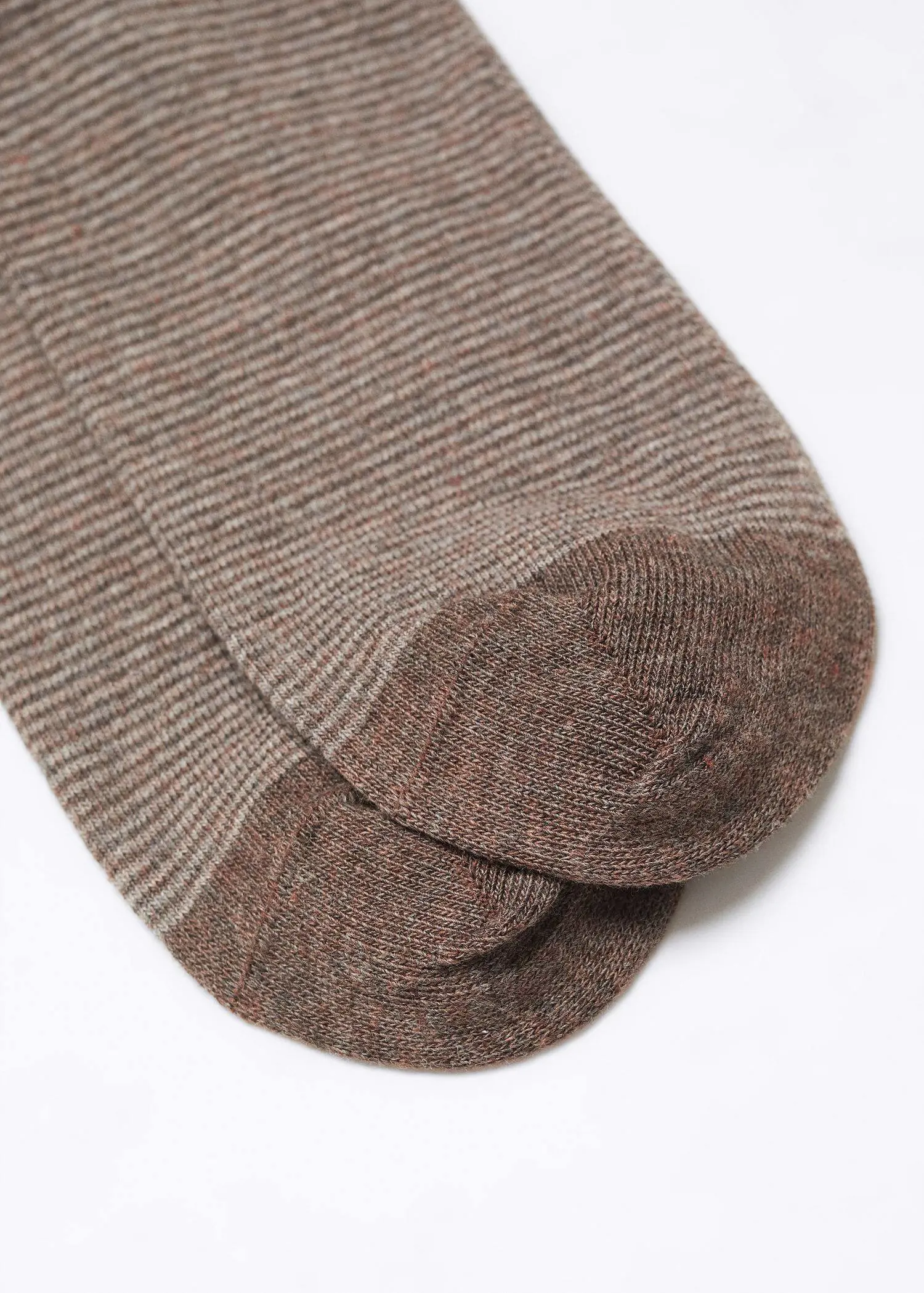 Mango Striped cotton socks. a close up view of a pair of brown socks. 