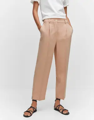 Pleat straight trousers