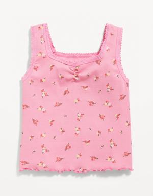 Old Navy Sweetheart Lace-Trim Printed Tank Top for Girls pink