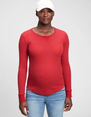 Maternity Waffle Crewneck T-Shirt red