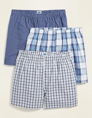 Old Navy Patterned Poplin Boxer Shorts 3-Pack for Men -- 3.75-inch inseam blue