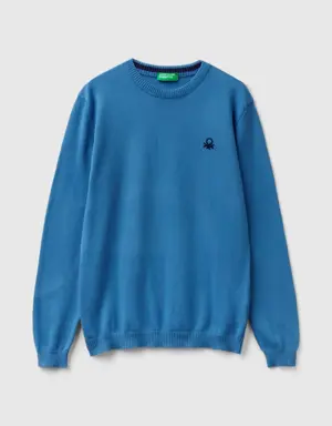 sweater in pure cotton with logo