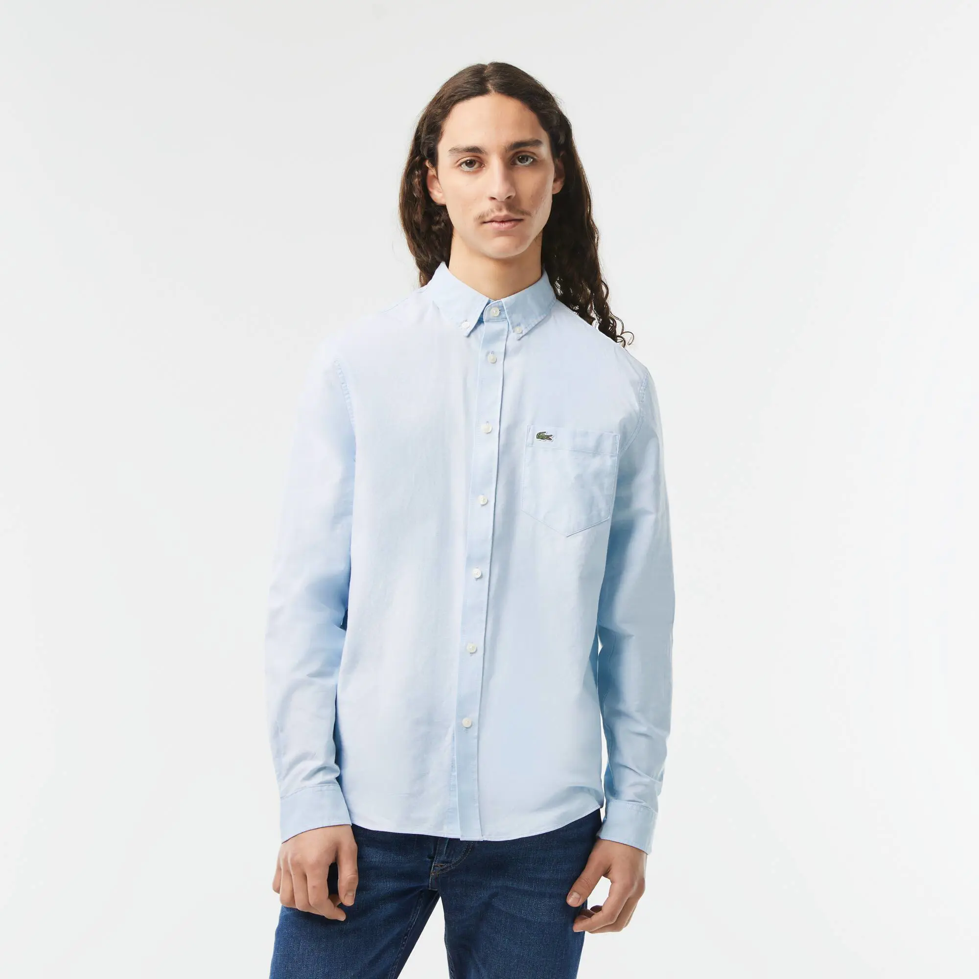 Lacoste Men’s Buttoned Collar Oxford Cotton Shirt. 1