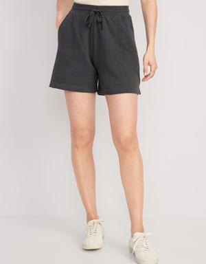 High-Waisted Lounge Sweat Shorts for Women -- 5-inch inseam black