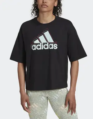 Camiseta Essentials Multi-Colored Logo Loose Fit Cropped