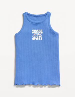Rib-Knit Graphic Tank Top for Girls blue
