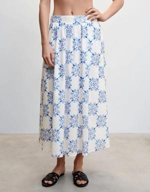Printed skirt with pleat detail