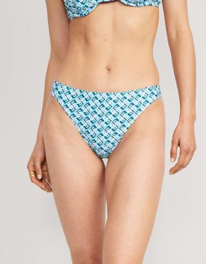 High-Waisted Printed French-Cut Bikini Swim Bottoms blue