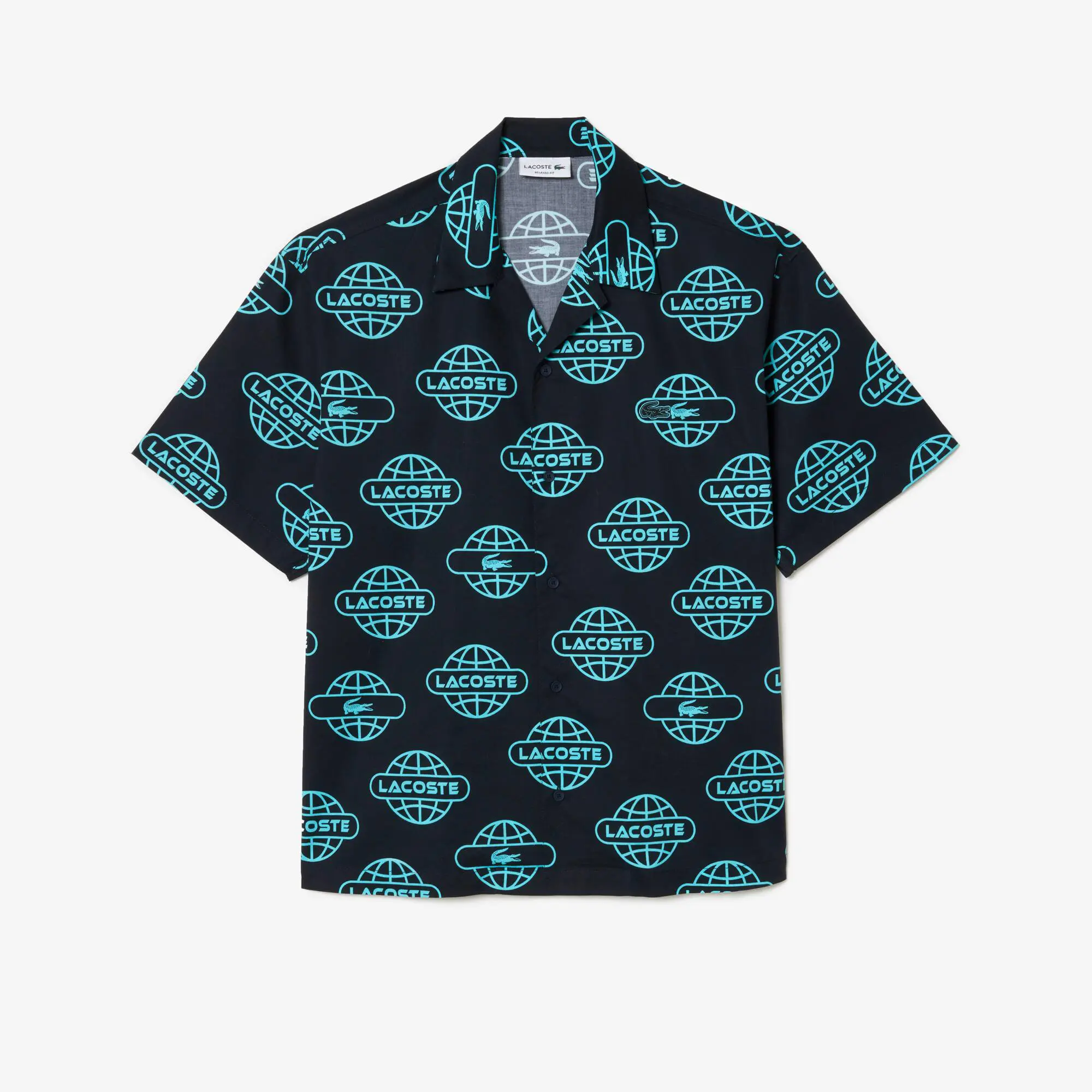 Lacoste Hemd aus Baumwoll-Twill mit Globe-Aufdruck. 2