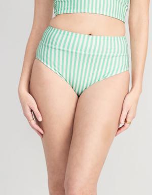 Matching High-Waisted Printed Banded Bikini Swim Bottoms for Women green