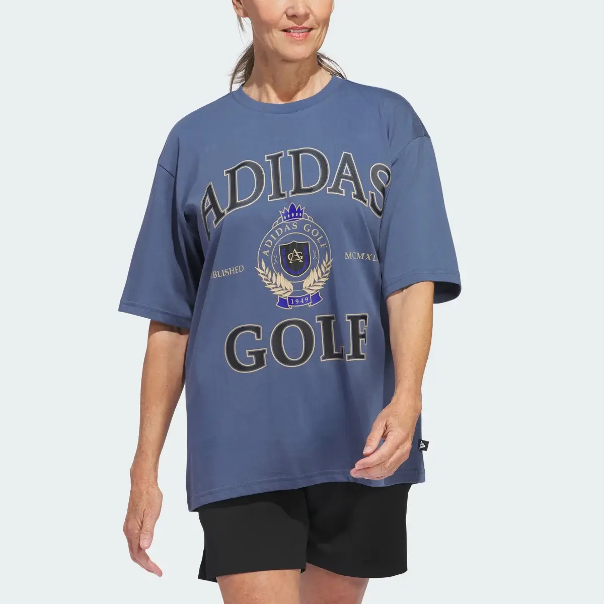 Adidas Go-To Crest Graphic Boyfriend T-Shirt. 1