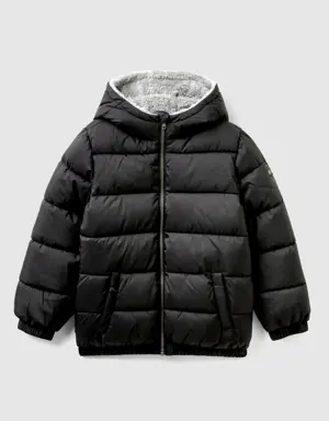 padded jacket with teddy interior