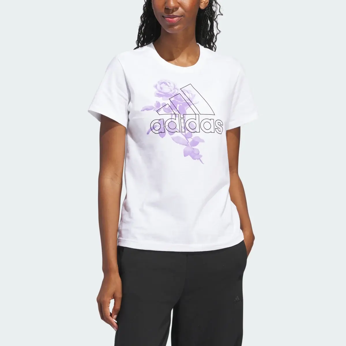 Adidas Outline Rose Graphic Tee. 1