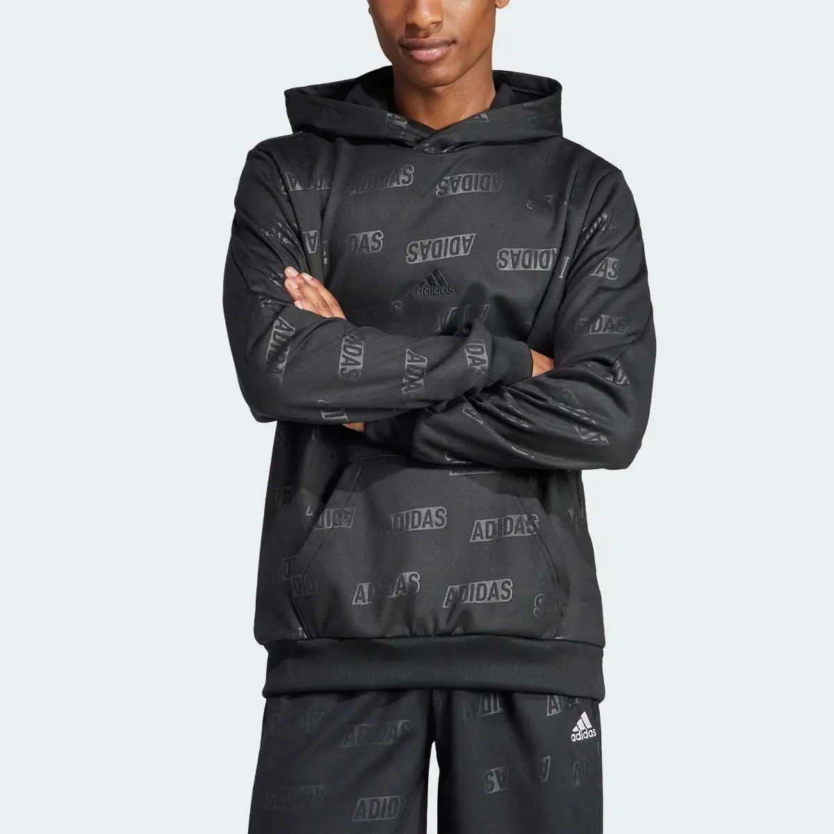 Adidas Embossed Polar Fleece Hoodie. 1