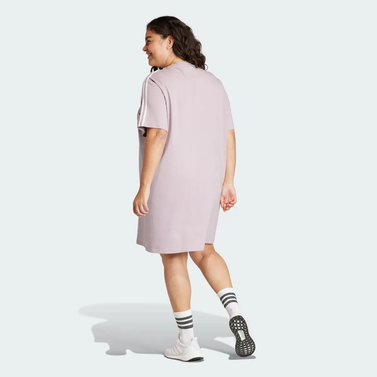 Adidas Essentials 3-Stripes Single Jersey Boyfriend Tee Dress (Plus Size). 3