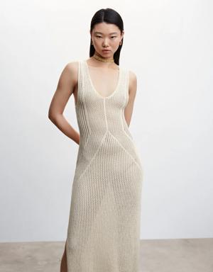 Openwork knit dress with slits