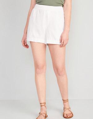 High-Waisted Linen-Blend Shorts -- 3.5-inch inseam white