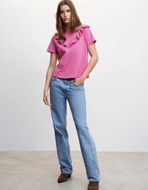 Embroidered ruffle t-shirt