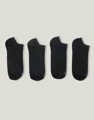 Unisex Mix 4lü Logolu Düz Patik Çorap