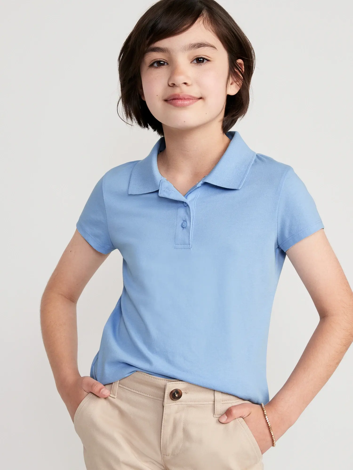 Old Navy Uniform Jersey Polo Shirt for Girls blue. 1