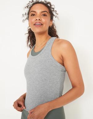 Old Navy UltraLite Cropped Rib-Knit Racerback Tank Top gray