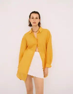 Mango Cotton linen-blend mini-skirt