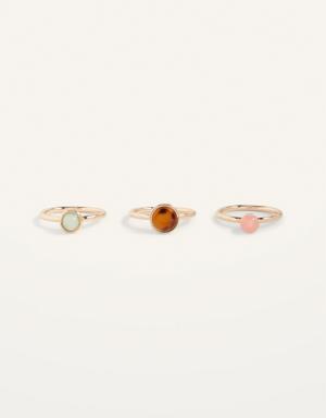 Gold-Toned Mixed-Stone Rings 3-Pack for Women gold