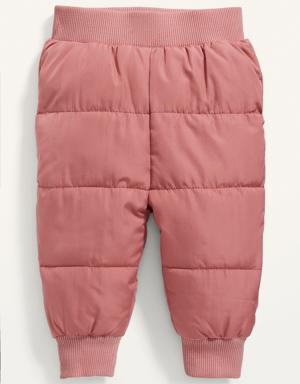 Unisex Rib-Knit-Waist Frost Free Puffer Pants for Baby red