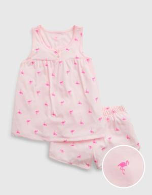 Kids 100% Recycled PJ Shorts Set pink