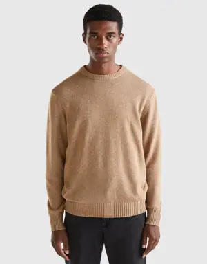crew neck sweater in cashmere and wool blend