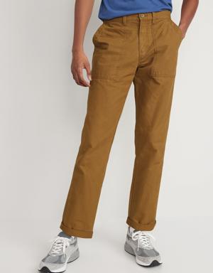 Straight Non-Stretch Canvas Workwear Pants brown