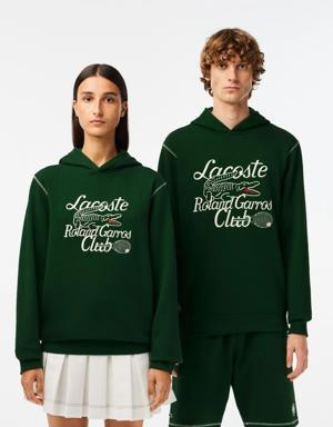 Roland Garros Unisex Relaxed Fit Kapüşonlu Baskılı Yeşil Sweatshirt