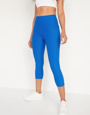 Old Navy High-Waisted PowerSoft Side-Pocket Crop Leggings for Women blue