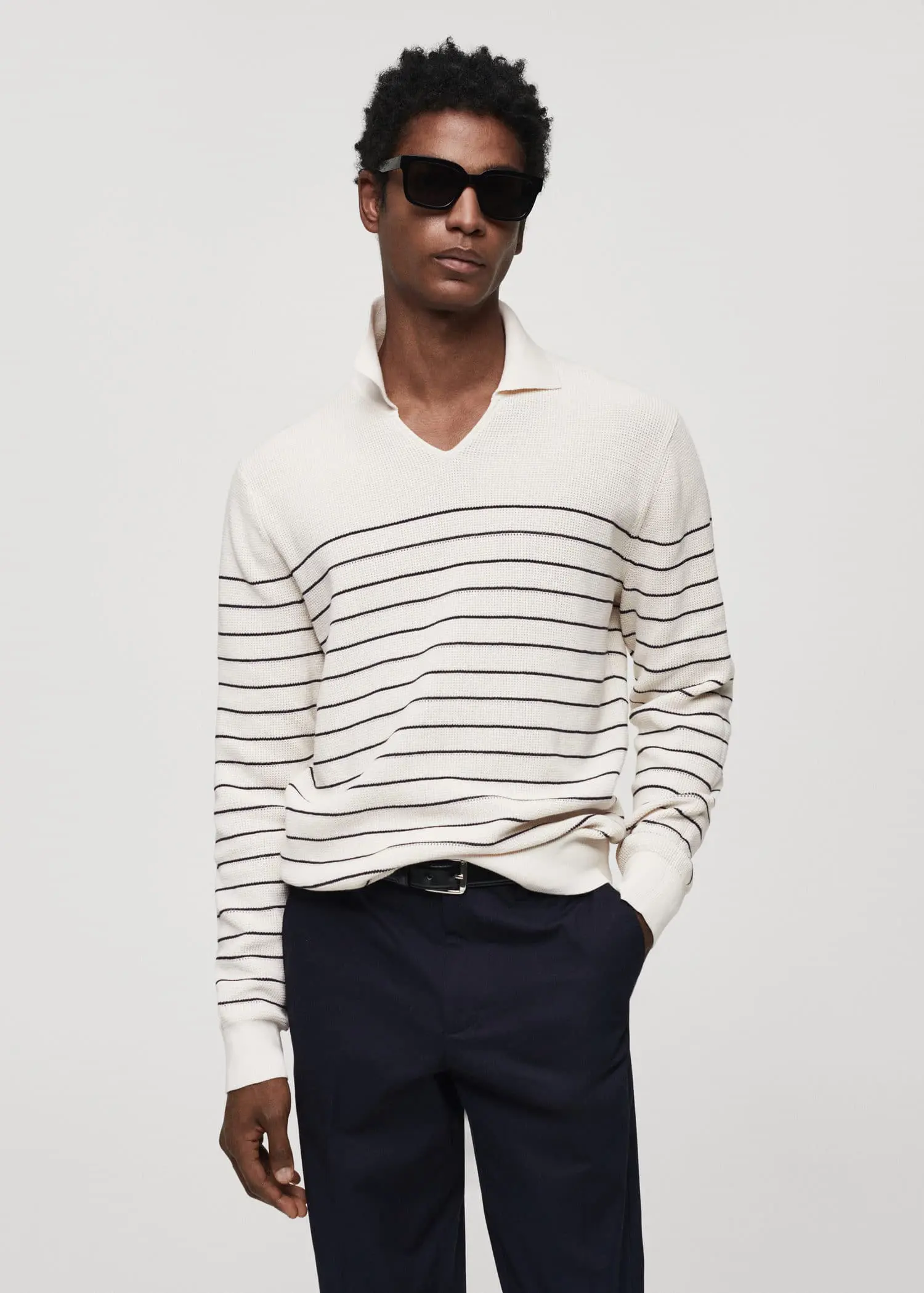 Mango Striped polo-style sweater. 1