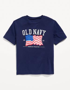 Gender-Neutral Short-Sleeve Logo-Graphic T-Shirt for Kids blue