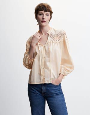 Embroidered cord blouse
