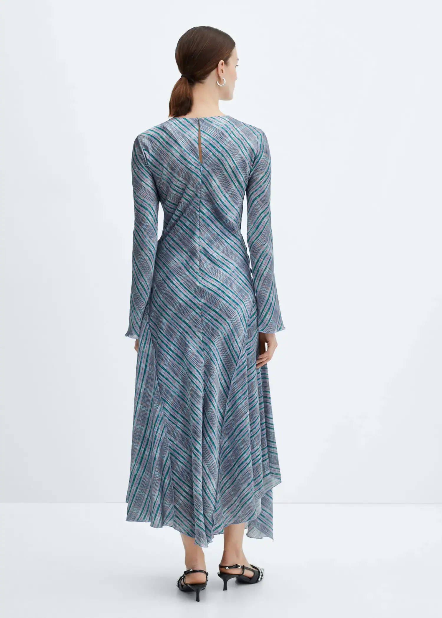 Mango Satin checkered dress. 3