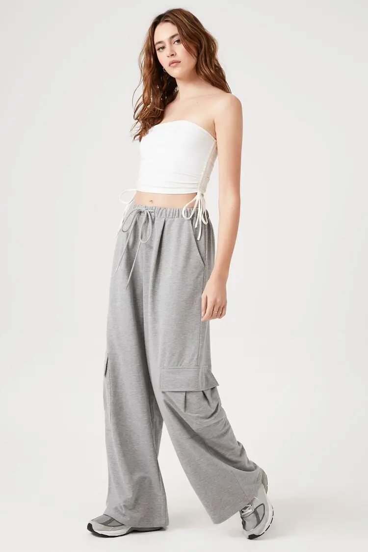 Forever 21 Forever 21 Drawstring Wide Leg Cargo Pants Heather Grey. 1 Forever 21 Forever 21 Drawstring Wide Leg Cargo Pants Heather Grey. 1
