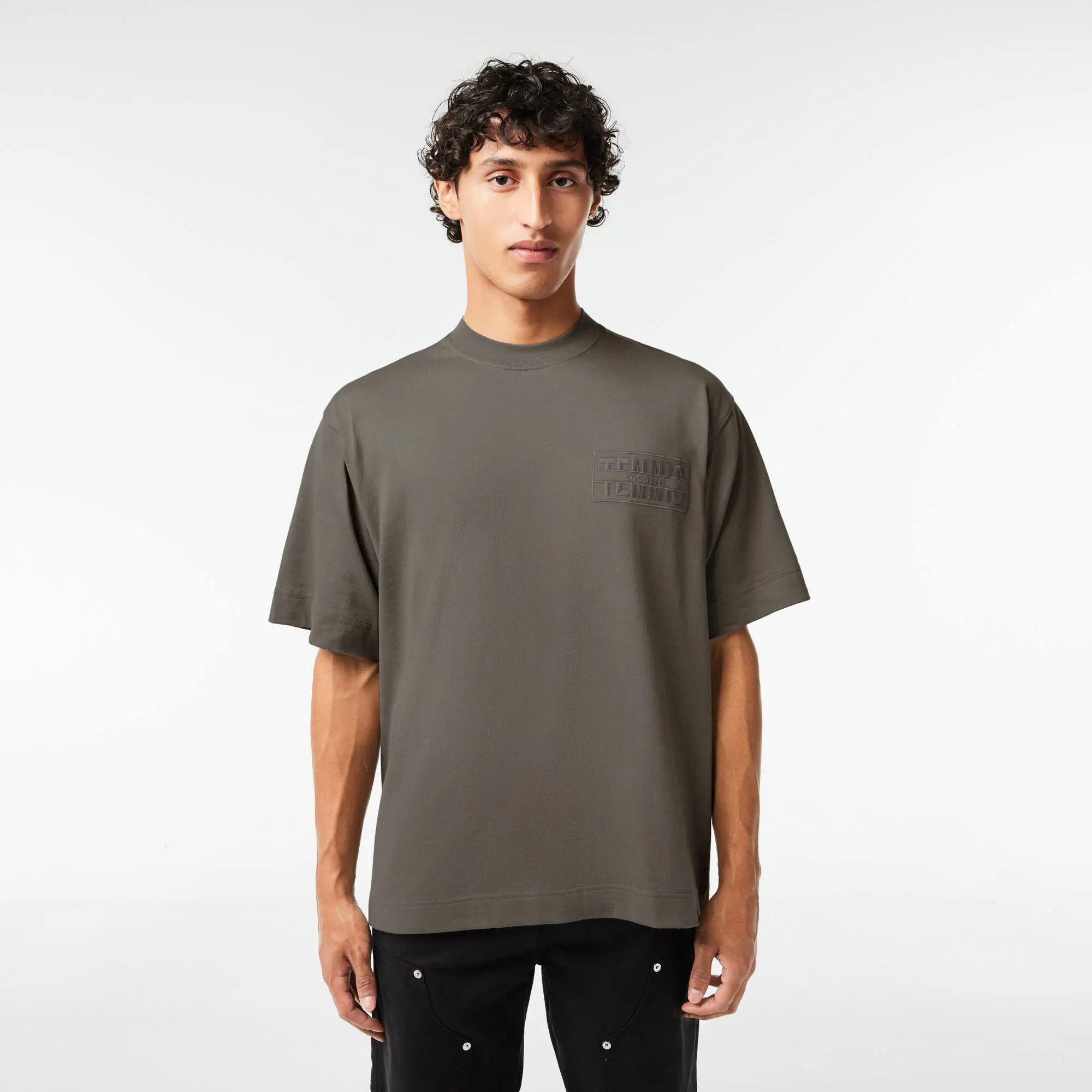 Lacoste Embroidered Loose Fit Cotton T-shirt. 1