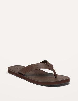 Faux-Leather Flip-Flop Sandals for Men brown