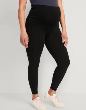 Maternity Rollover-Waist PowerChill 7/8-Length Leggings black