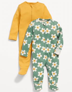 Unisex Sleep & Play 2-Way-Zip Footed One-Piece 2-Pack for Baby multi
