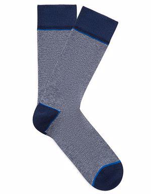 Çizgili Lacivert Soket Çorap