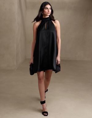 Petite Lili Satin Mini Dress black