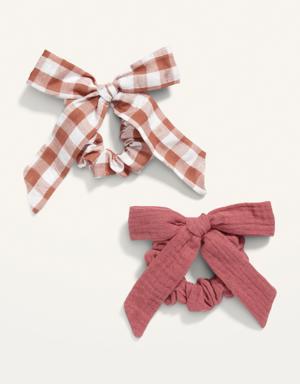 Ribbon Bow Hair Tie 2-Pack for Women red